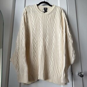 Dockers Men's Ivory Cable Knit Crewneck Sweater